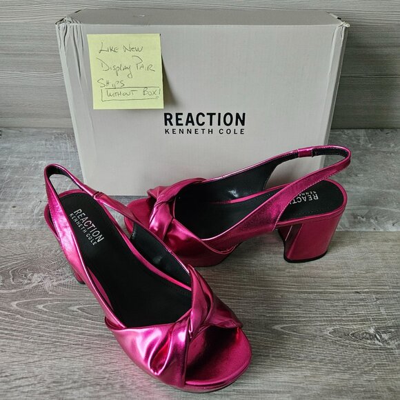 Kenneth Cole Reaction Rylee Hot Pink Metallic Slingback Platform Sandals Size 8. - Picture 5 of 16